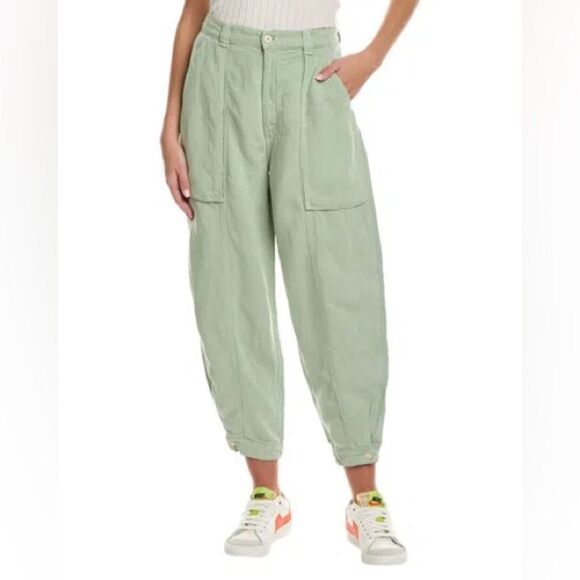 MOTHER JEAN Women's The Patch Pocket Chute Flood Jeans Barrel legs Size 24 Green